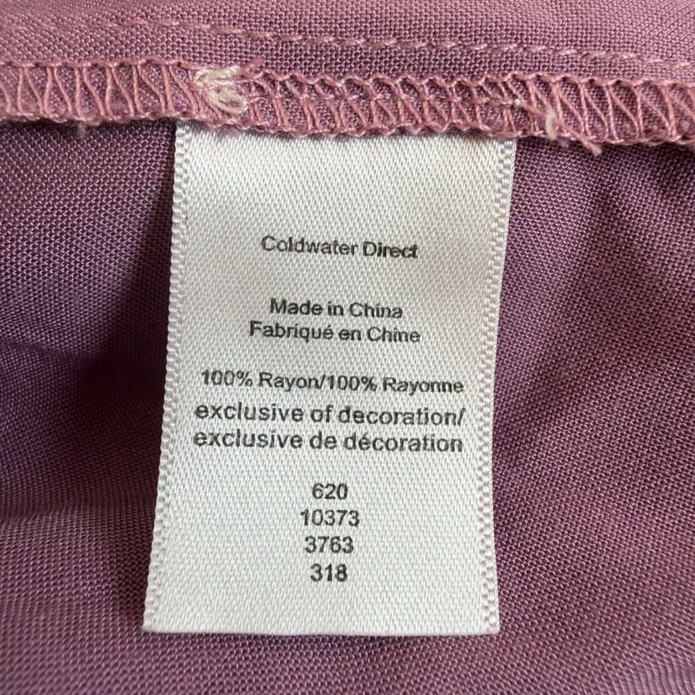 Coldwater Creek Purple Pintuck Crochet Lace Trim Rayon Button Front Tunic Top M - Picture 7 of 11